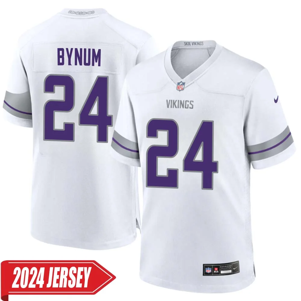 Camryn Bynum No 24 Men s Minnesota Vikings White Alternate Custom Game 2024 Jersey