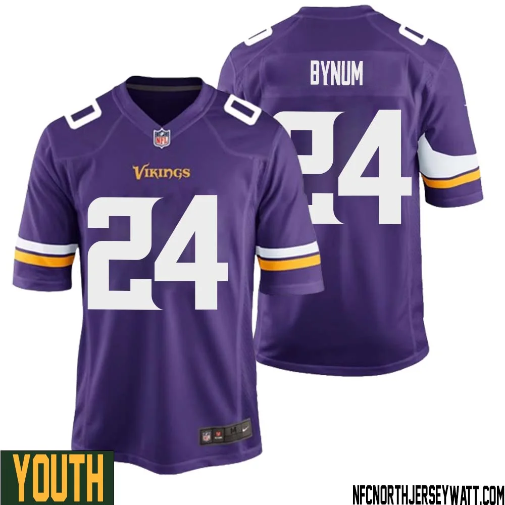 Camryn Bynum No 24 Minnesota Vikings Game Jersey Court Purple for Youth