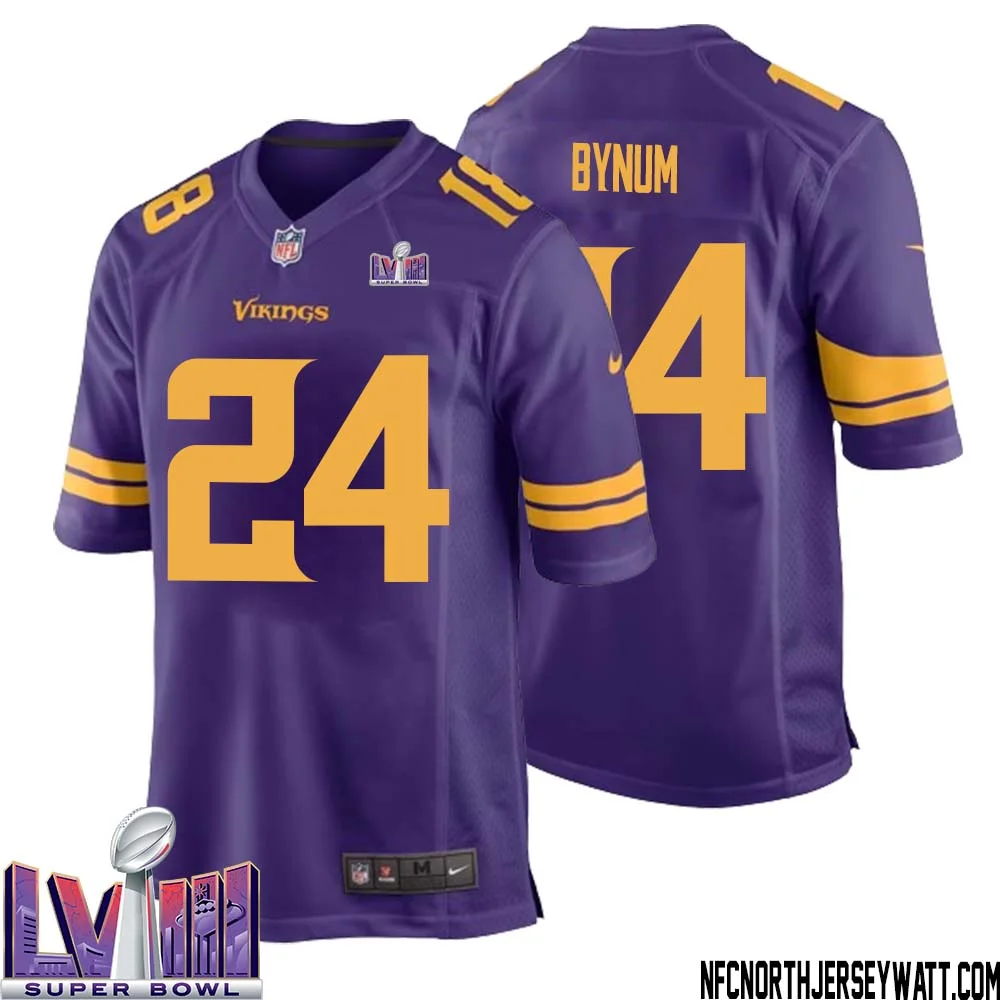 Camryn Bynum No 24 Minnesota Vikings Super Bowl LVIII Alternate Game Jersey Purple for Men 1