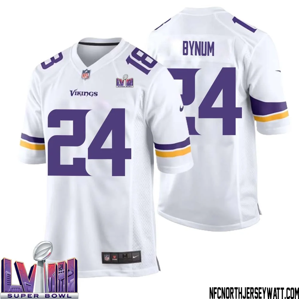 Camryn Bynum No 24 Minnesota Vikings Super Bowl LVIII Away Game Jersey White for Men