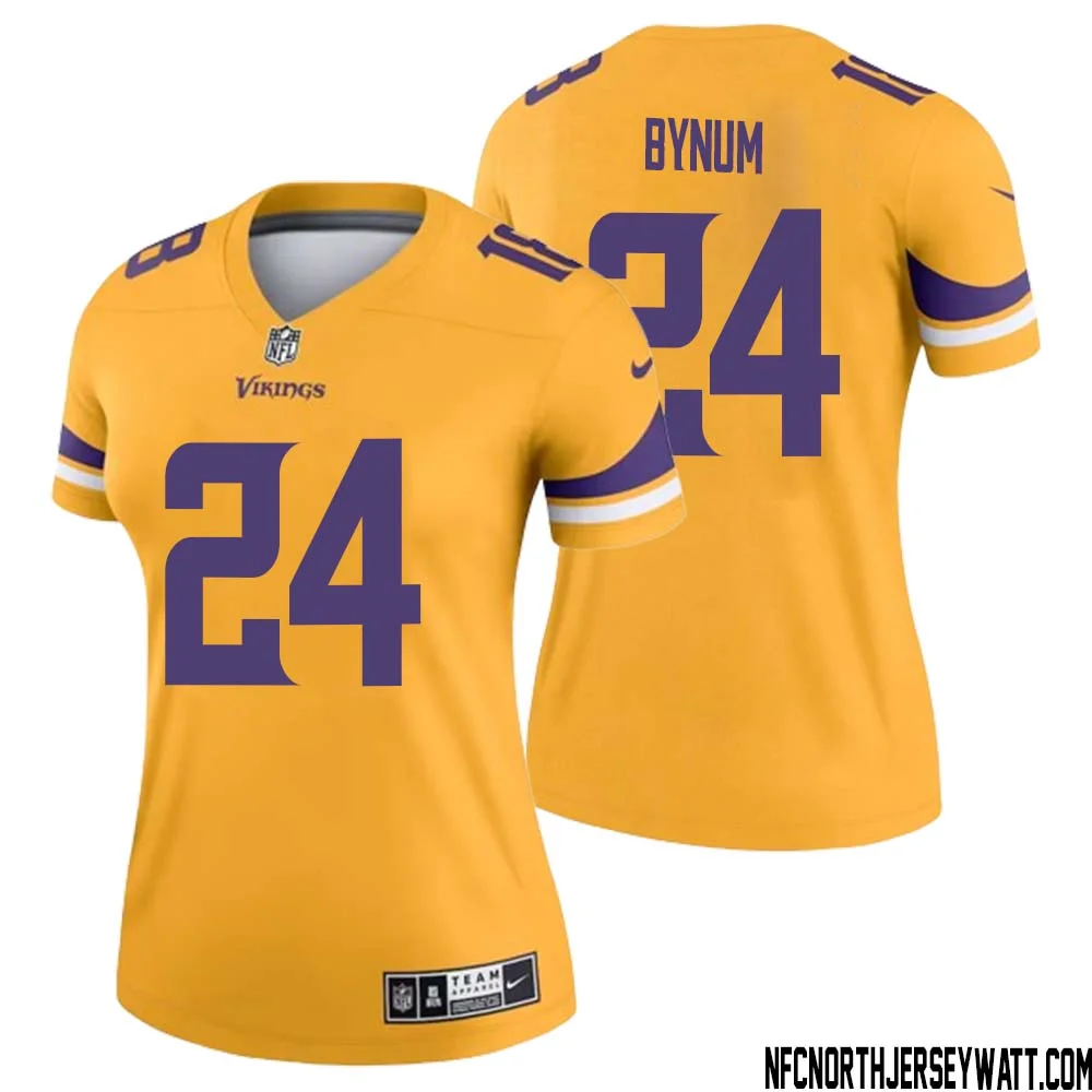 Camryn Bynum No 24 Women Minnesota Vikings Gold Inverted Legend Jersey 1