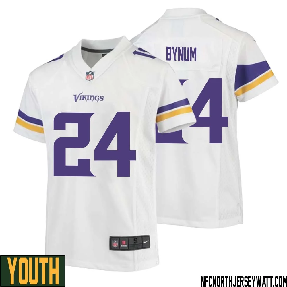 Camryn Bynum No 24 Youth White Minnesota Vikings Game Player Away Jersey 1