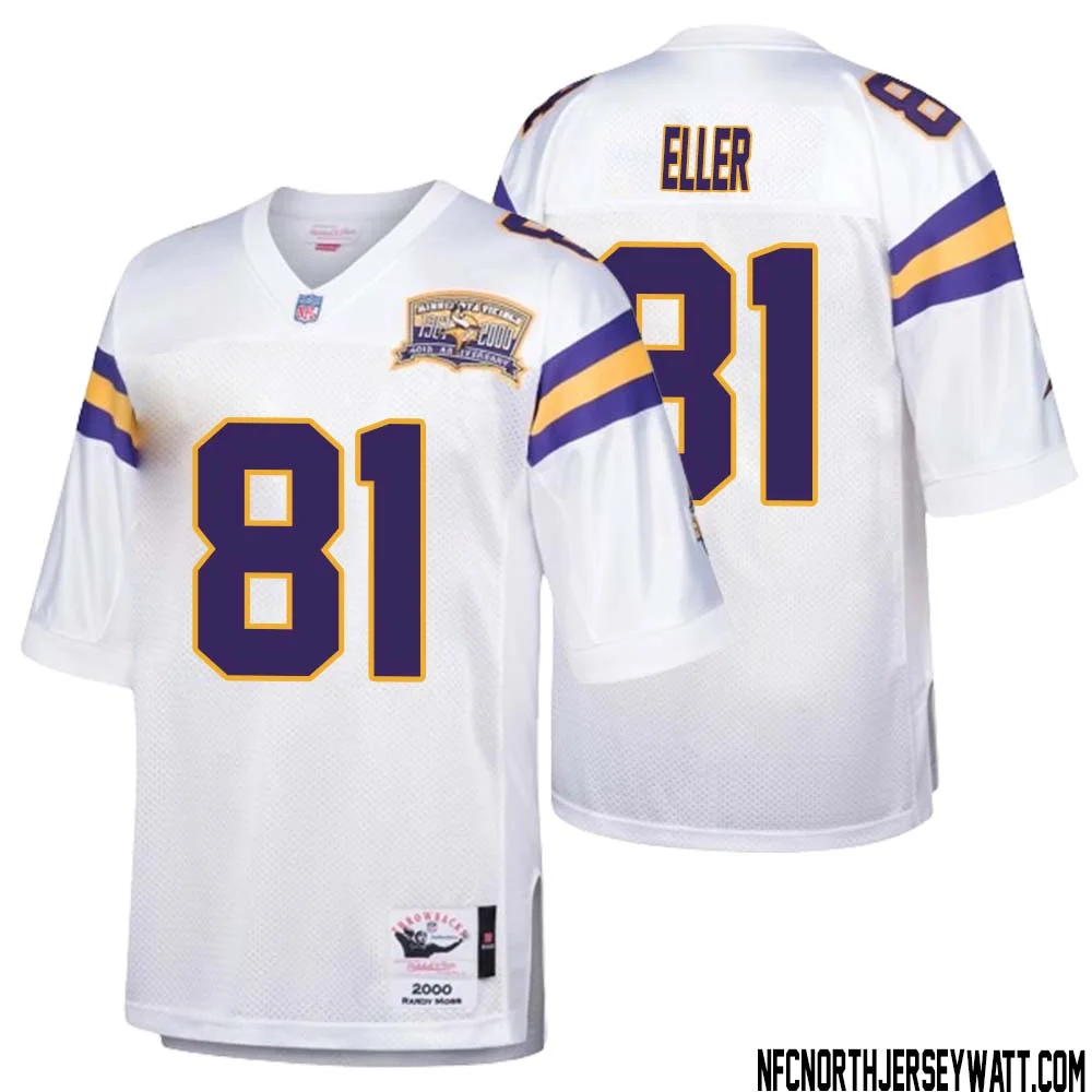 Carl Eller No 81 Men Mitchell Ness White Minnesota Vikings Authentic Throwback Retired Player Jersey 1