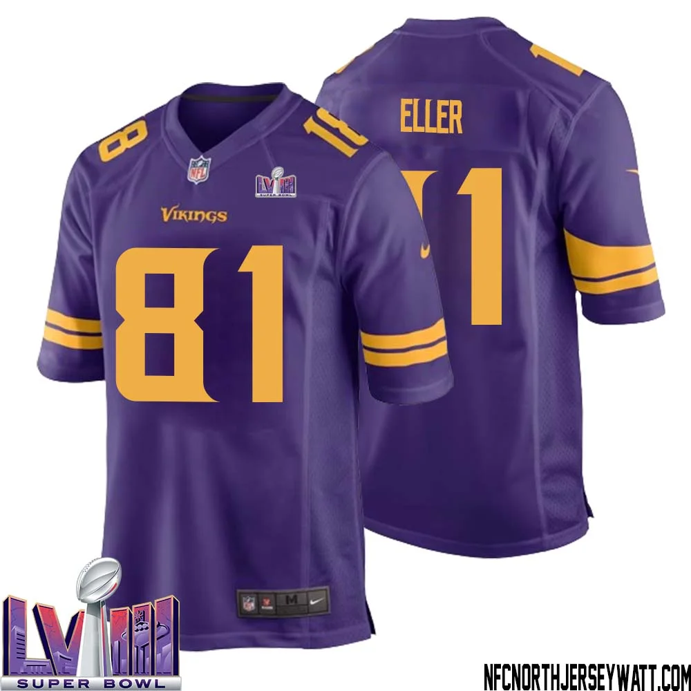 Carl Eller No 81 Minnesota Vikings Super Bowl LVIII Alternate Game Jersey Purple for Men
