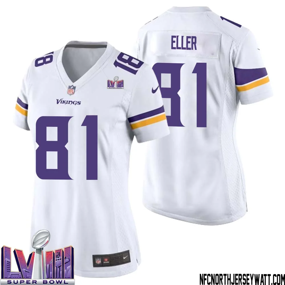 Carl Eller No 81 Minnesota Vikings Super Bowl LVIII Away Game Jersey White for Women 1