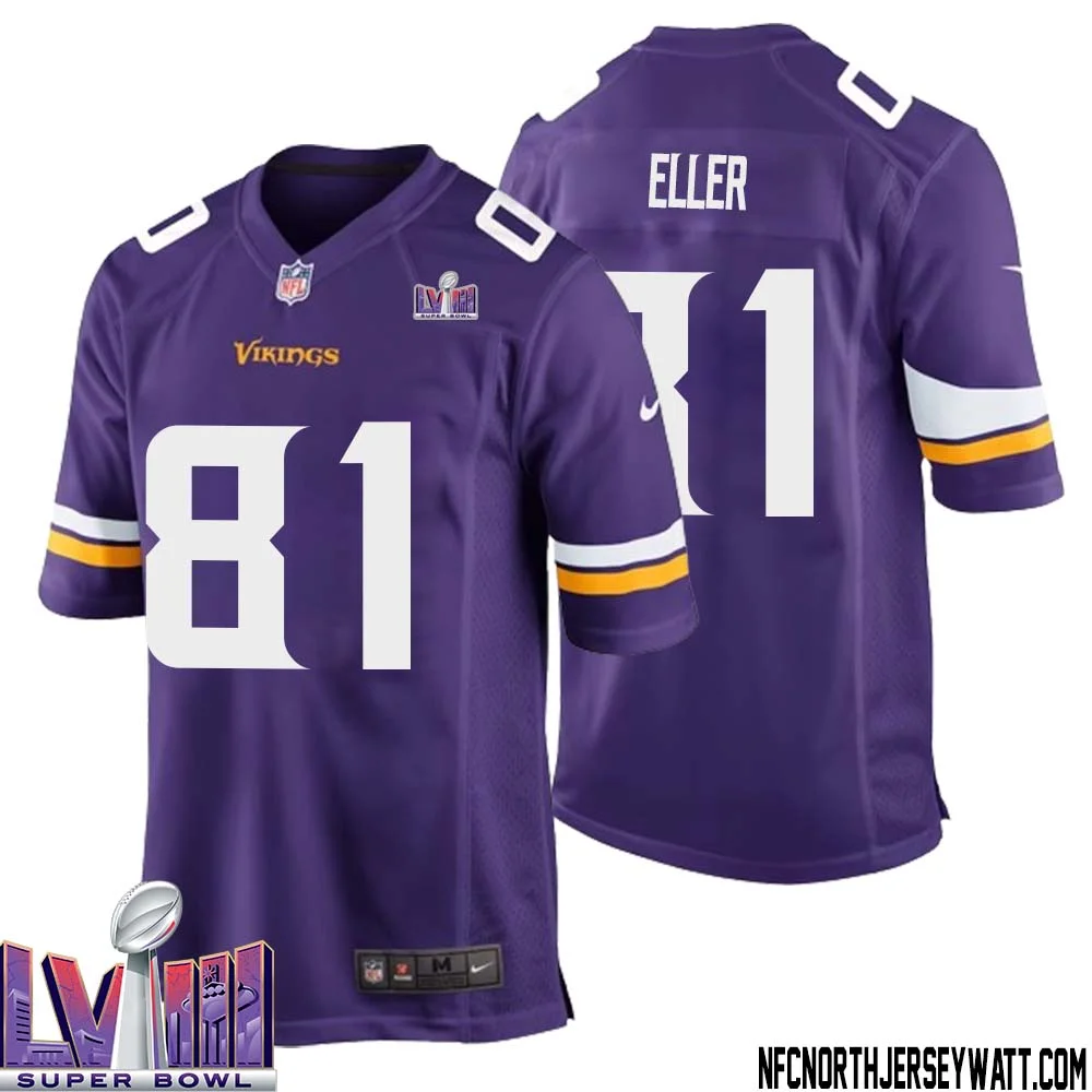 Carl Eller No 81 Minnesota Vikings Super Bowl LVIII Home Game Jersey Court Purple for Mens