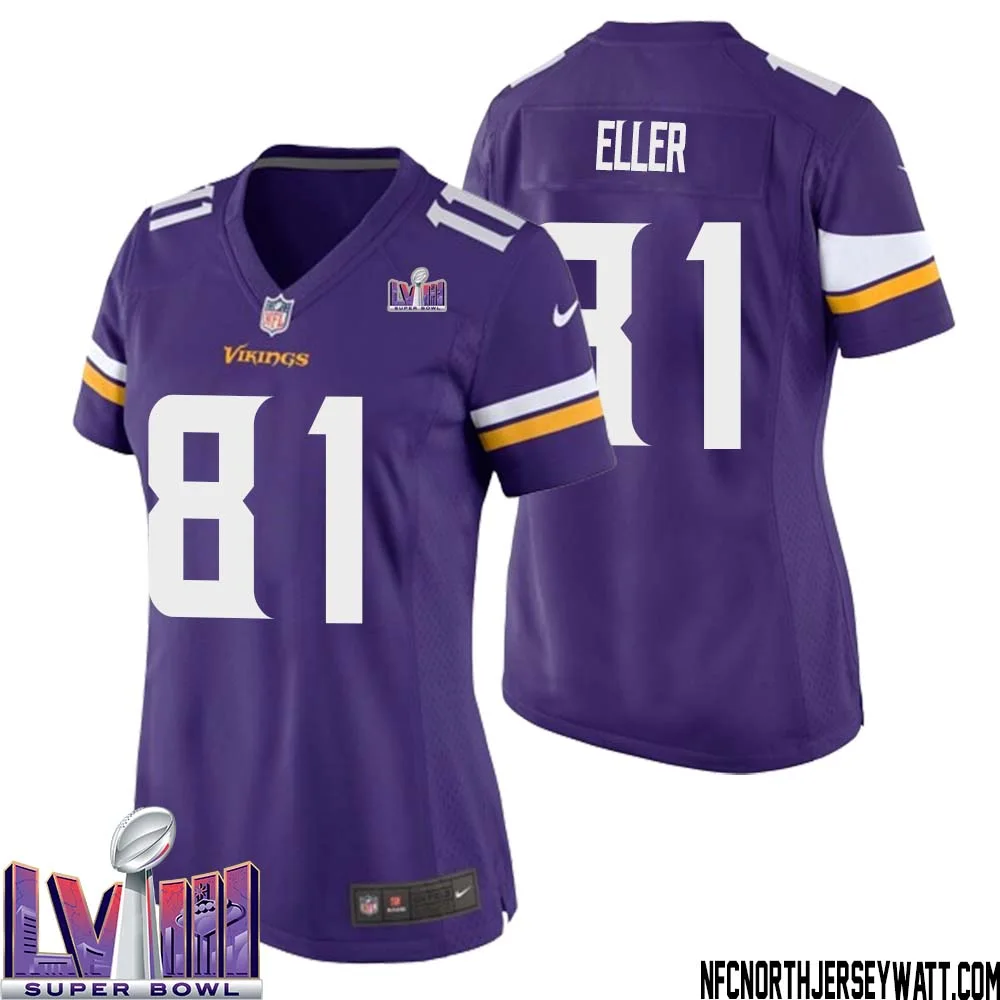 Carl Eller No 81 Minnesota Vikings Super Bowl LVIII Home Game Jersey Court Purple for Women 1