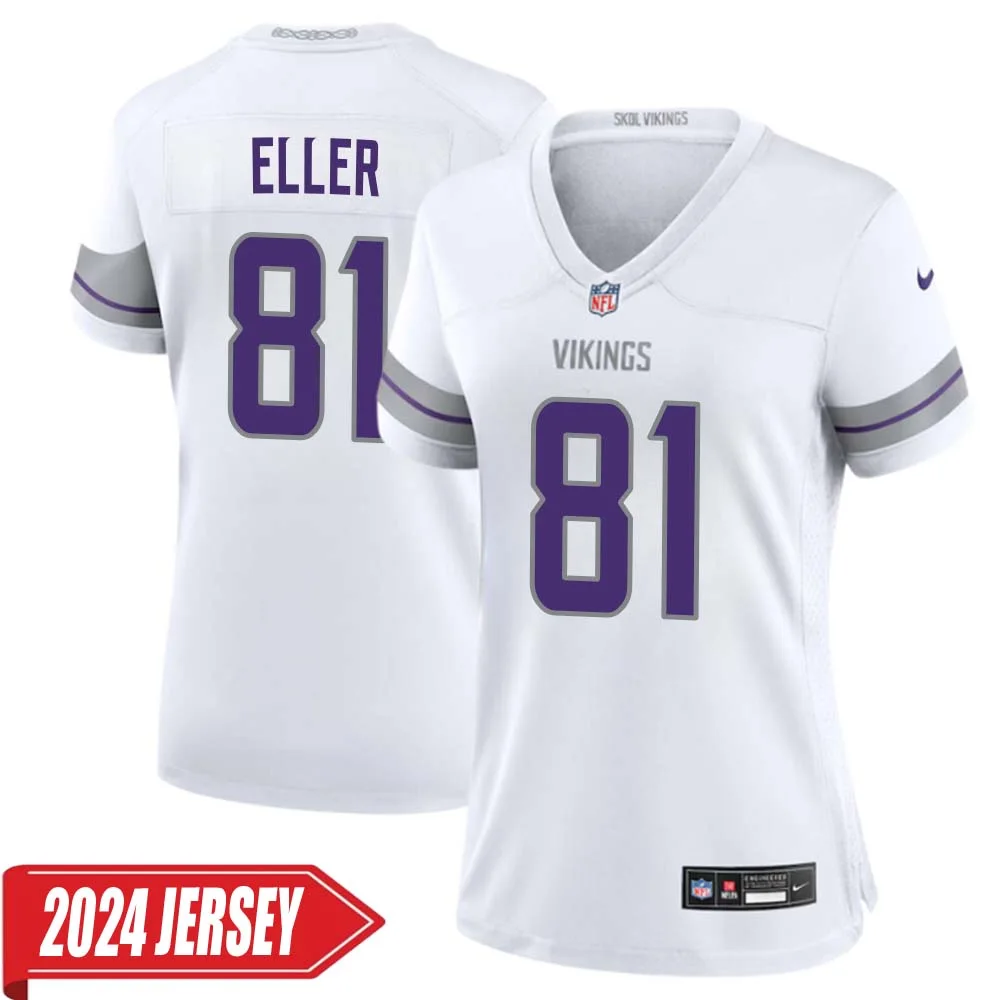 Carl Eller No 81 Woman s Minnesota Vikings White Alternate Custom Game 2024 Jersey
