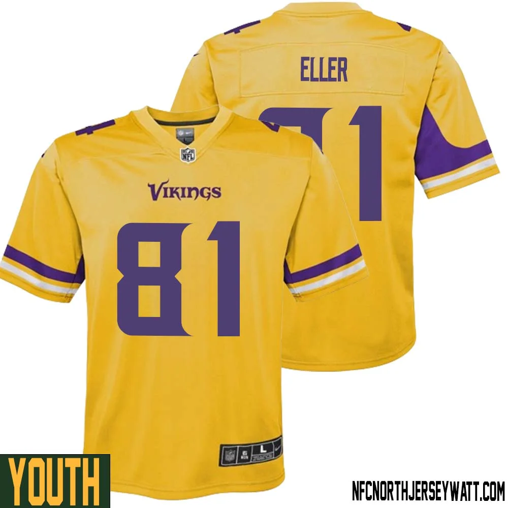 Carl Eller No 81 Youth Minnesota Vikings Gold Inverted Legend Jersey