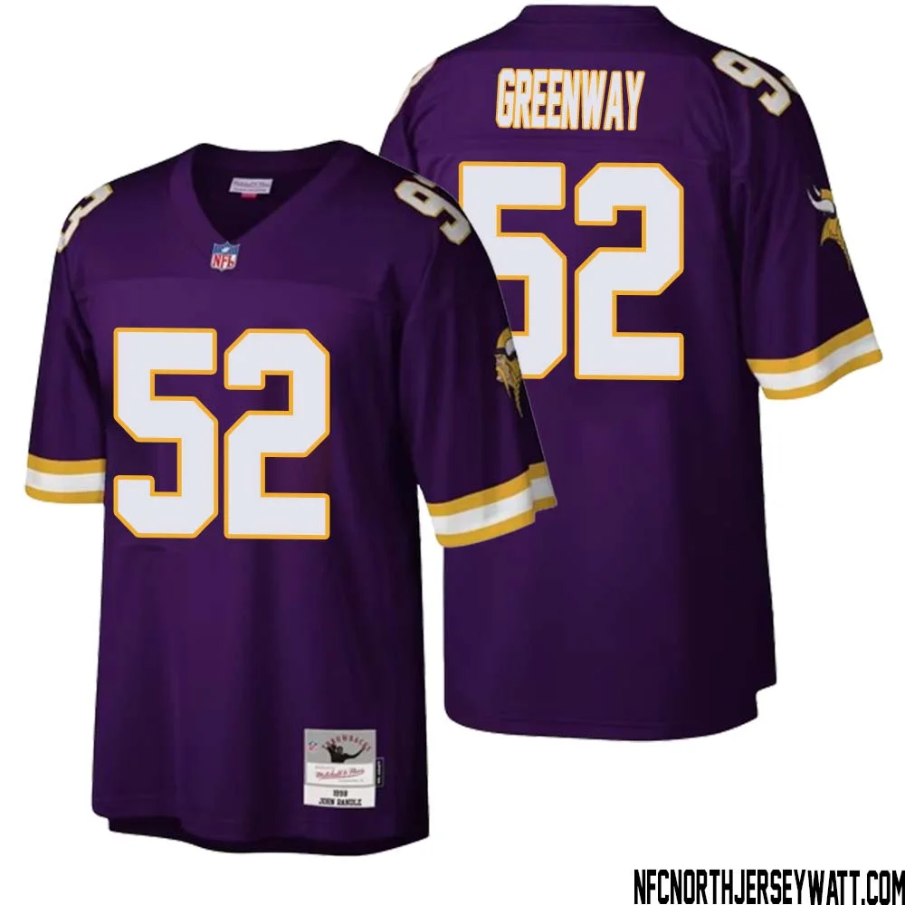 Chad Greenway No 52 Men Mitchell Ness Purple Minnesota Vikings Legacy Replica Jersey 1