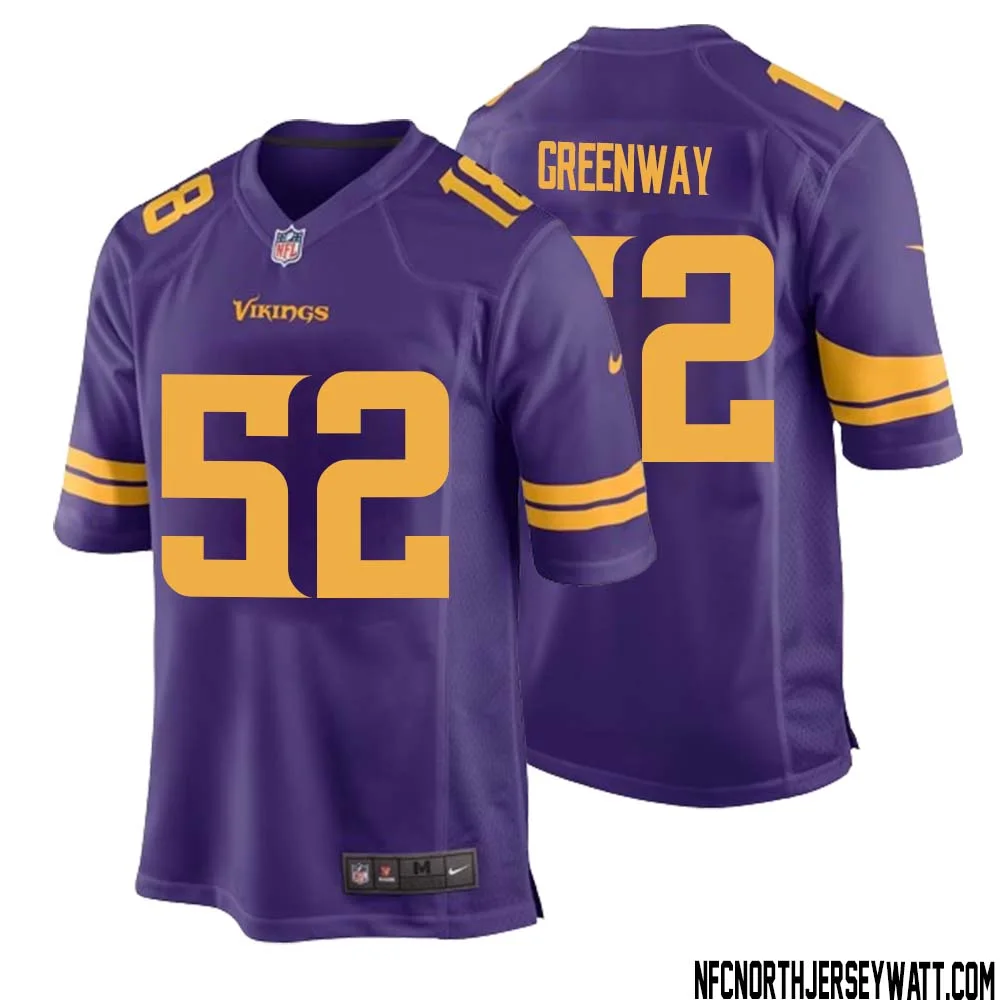 Chad Greenway No 52 Men Purple Minnesota Vikings Alternate Game Jersey