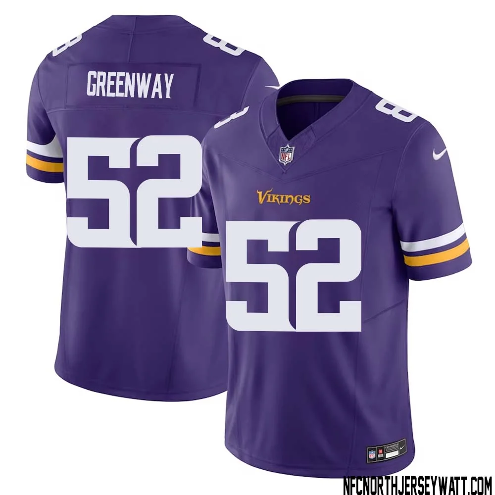 Chad Greenway No 52 Men Purple Minnesota Vikings Vapor F.U.S.E. Limited Jersey 1