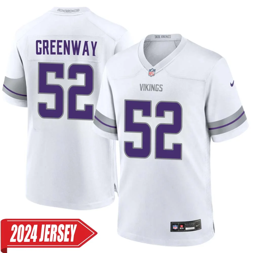 Chad Greenway No 52 Men s Minnesota Vikings White Alternate Custom Game 2024 Jersey