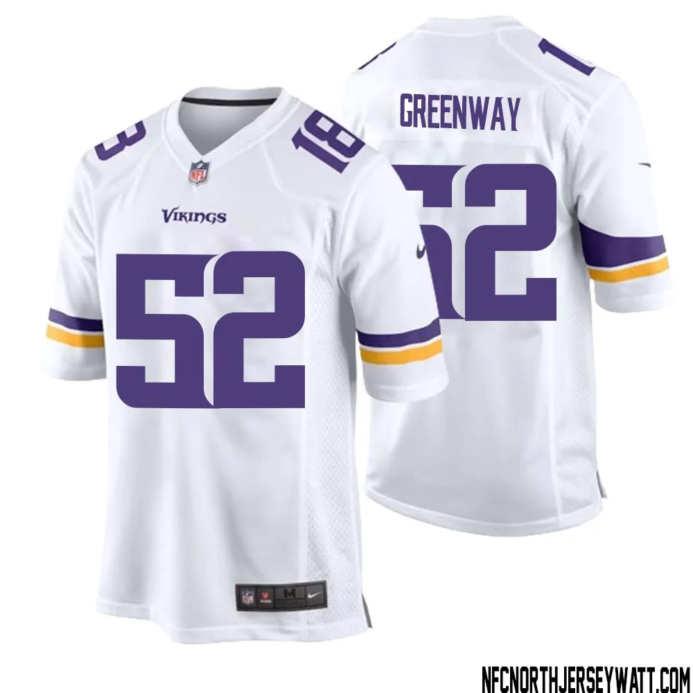 Chad Greenway No 52 Men White Minnesota Vikings Game Player Away Jersey 1