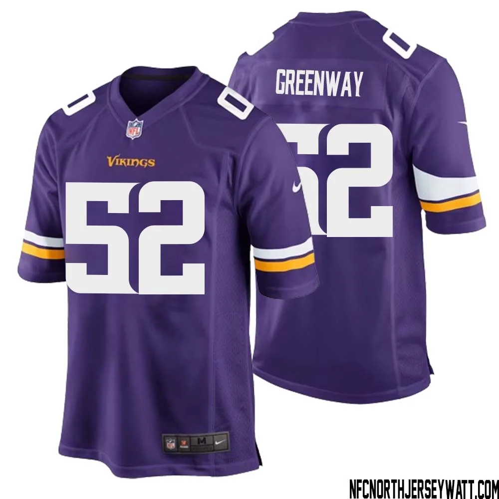 Chad Greenway No 52 Minnesota Vikings Game Jersey Court Purple for Mens