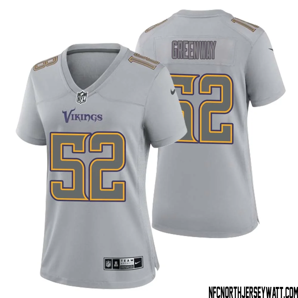 Chad Greenway No 52 Women Gray Minnesota Vikings Atmosphere Fashion Game Jersey