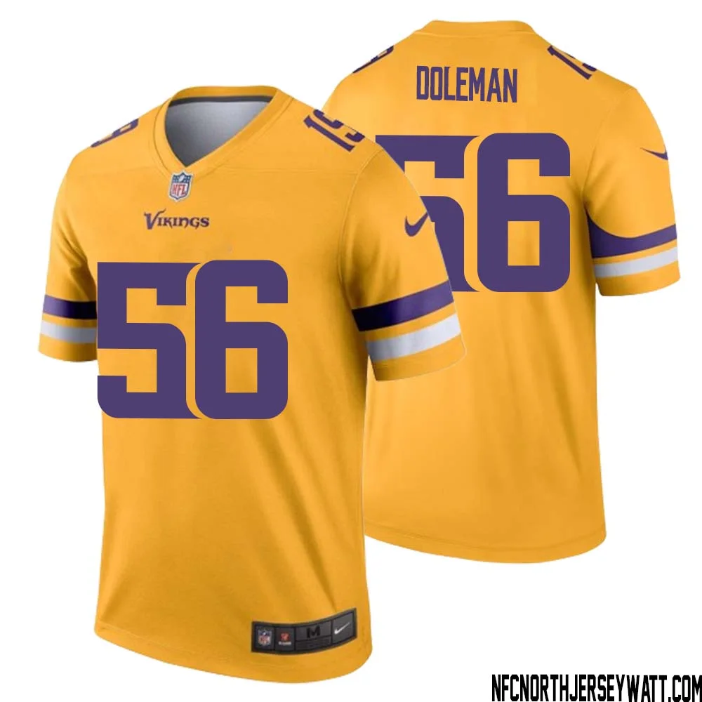Chris Doleman No 56 Men Minnesota Vikings Gold Inverted Legend Jersey