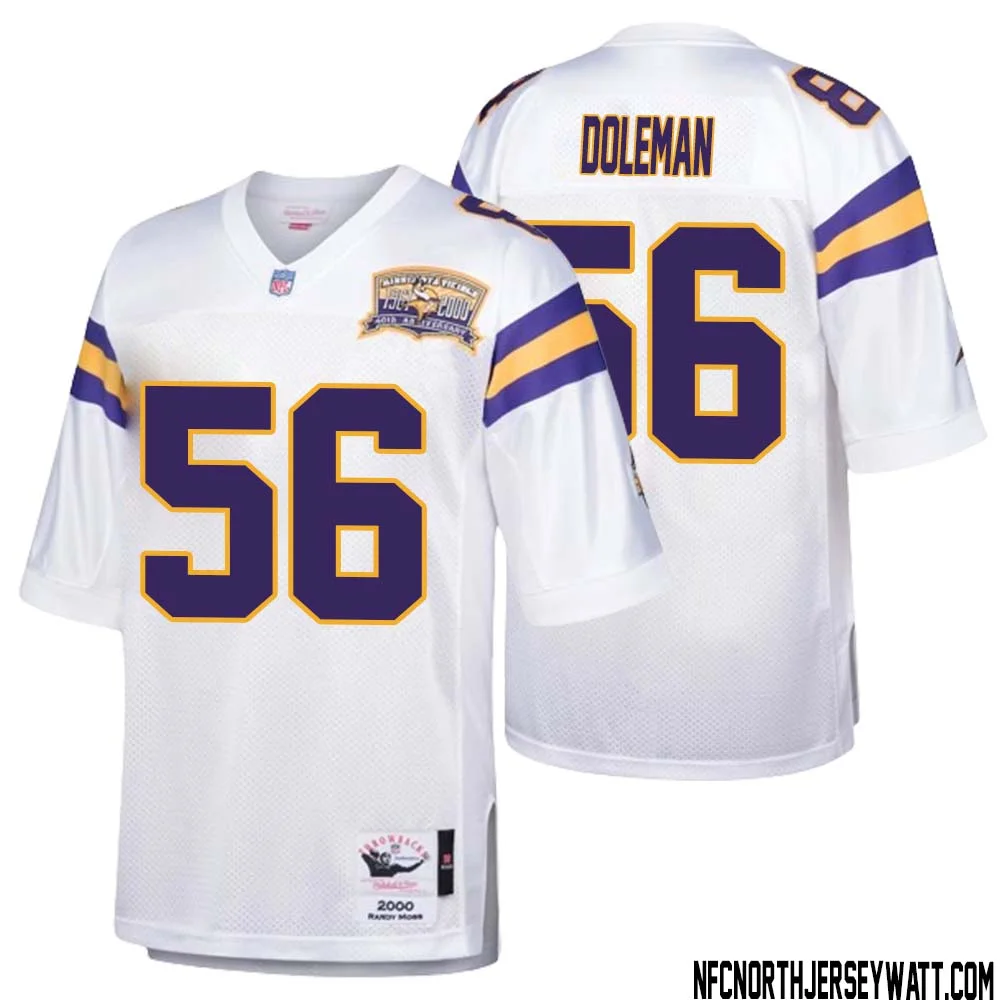 Chris Doleman No 56 Men Mitchell Ness White Minnesota Vikings Authentic Throwback Retired Player Jersey 1