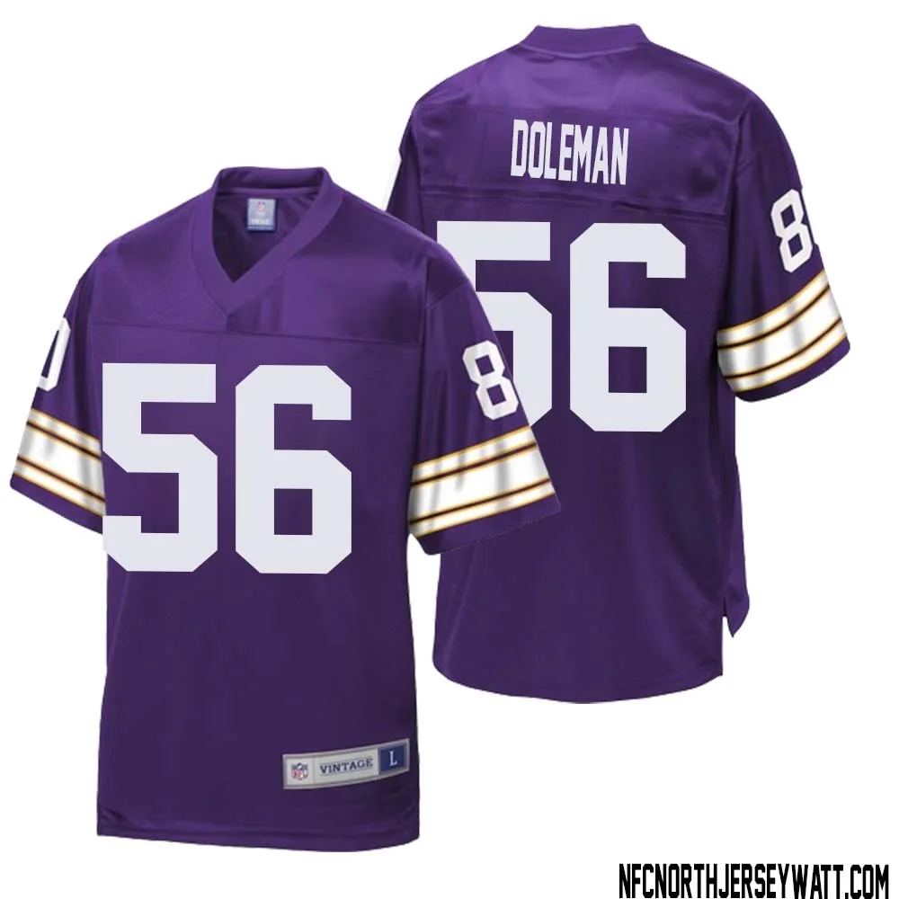 Chris Doleman No 56 Men NFL Pro Line Purple Minnesota Vikings Retired Player Replica Jersey 1