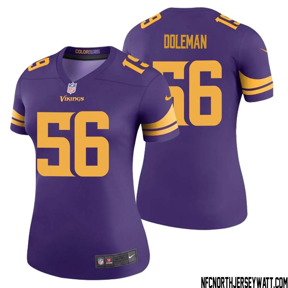Chris Doleman No 56 Women Purple Minnesota Vikings Color Rush Vapor Untouchable Limited Jersey