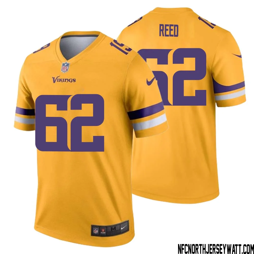 Chris Reed No 62 Men Minnesota Vikings Gold Inverted Legend Jersey
