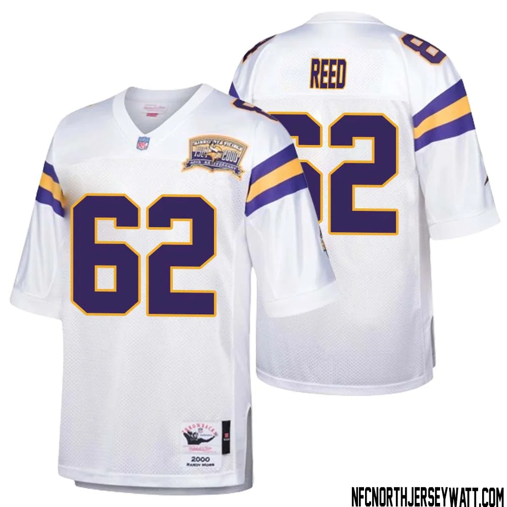 Chris Reed No 62 Men Mitchell Ness White Minnesota Vikings Authentic Throwback Retired Player Jersey 1