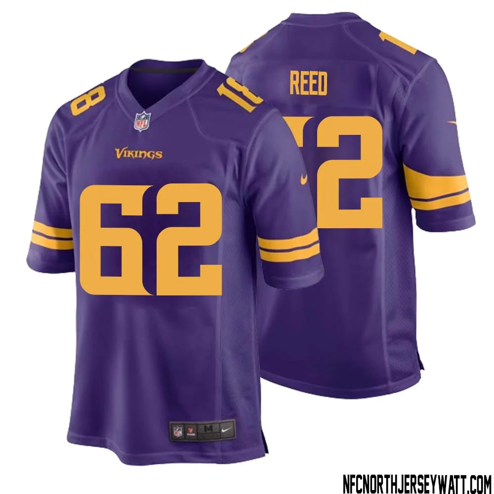 Chris Reed No 62 Men Purple Minnesota Vikings Alternate Game Jersey