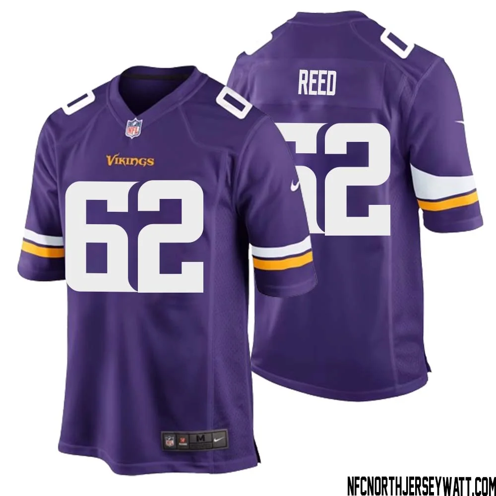 Chris Reed No 62 Minnesota Vikings Game Jersey Court Purple for Mens