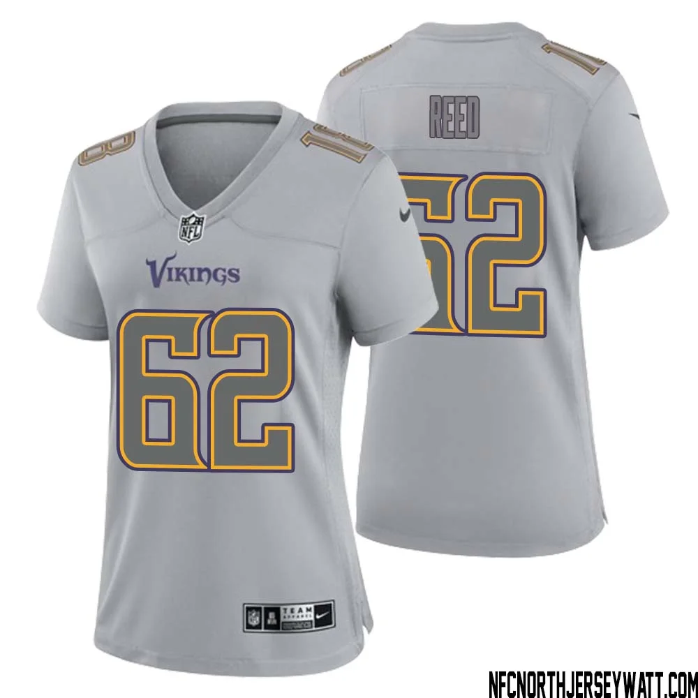 Chris Reed No 62 Women Gray Minnesota Vikings Atmosphere Fashion Game Jersey
