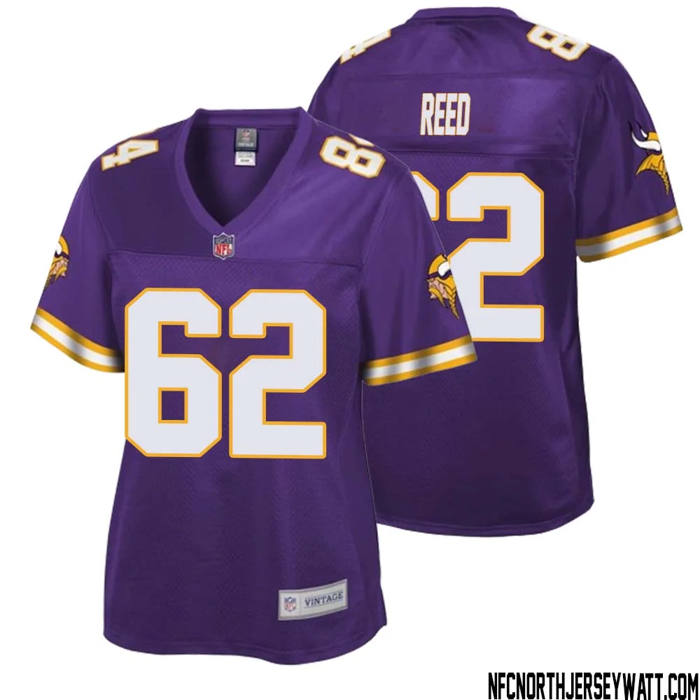 Chris Reed No 62 Women NFL Pro Line Purple Minnesota Vikings Retired Player Replica Jersey 1