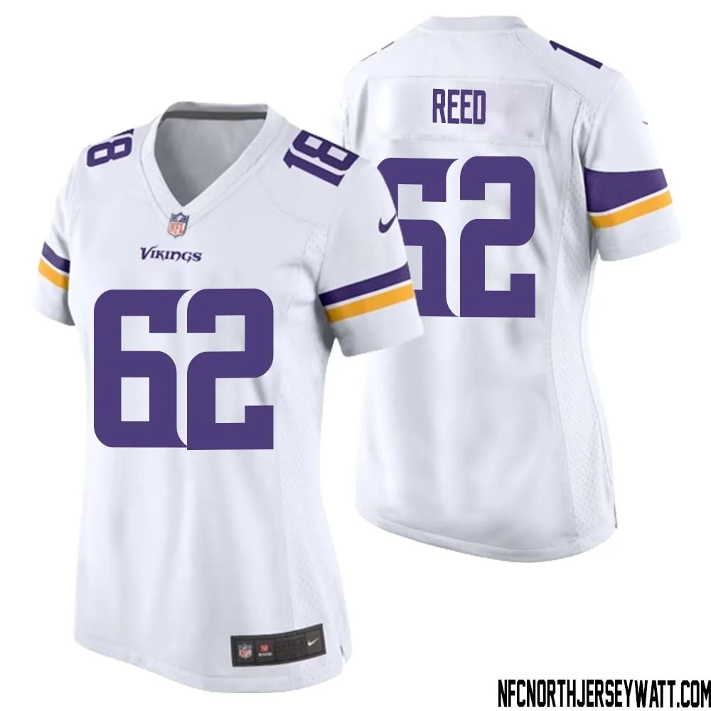 Chris Reed No 62 Women White Minnesota Vikings Game Player Away Jersey