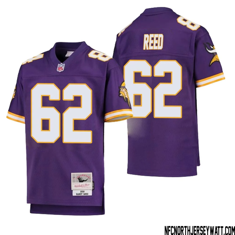 Chris Reed No 62 Youth Mitchell Ness Purple Minnesota Vikings 1998 Legacy Retired Player Jersey