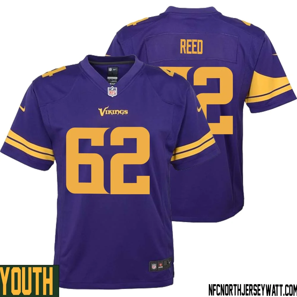 Chris Reed No 62 Youth Purple Minnesota Vikings Alternate Game Jersey