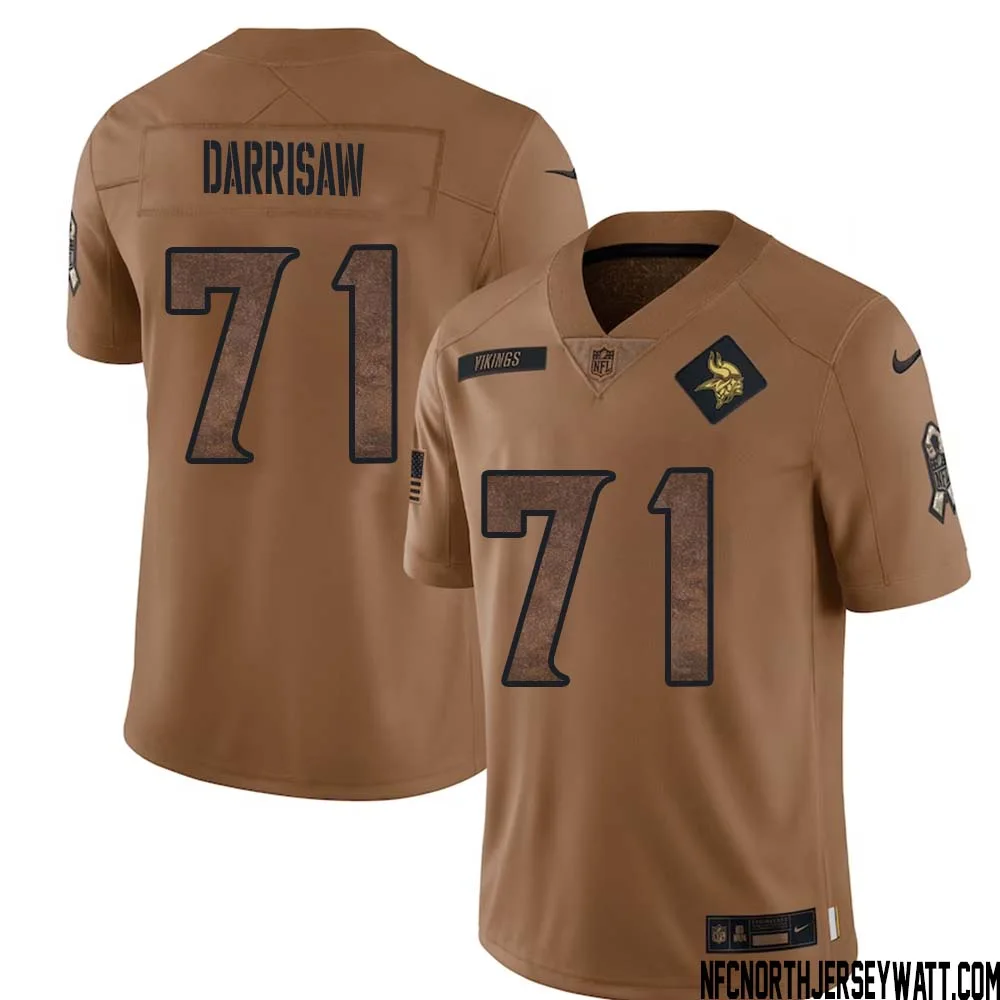 Christian Darrisaw No 71 Men Brown Minnesota Vikings 2023 Salute To Service Limited Jersey