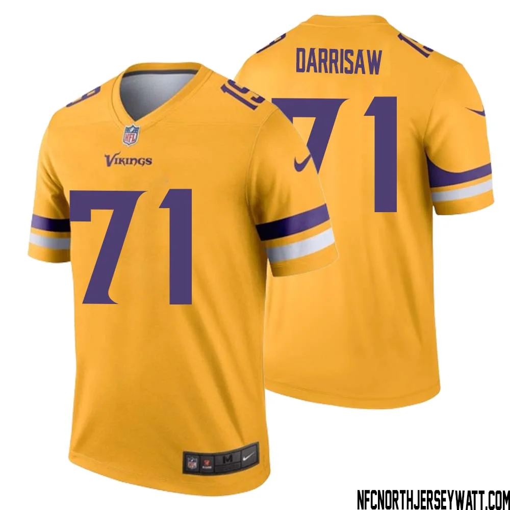 Christian Darrisaw No 71 Men Minnesota Vikings Gold Inverted Legend Jersey