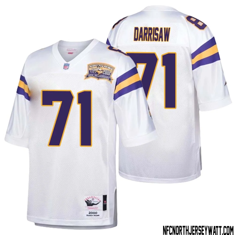Christian Darrisaw No 71 Men Mitchell Ness White Minnesota Vikings Authentic Throwback Retired Player Jersey 1