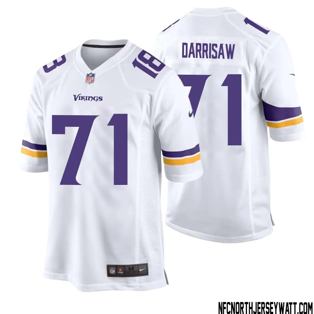 Christian Darrisaw No 71 Men White Minnesota Vikings Game Player Away Jersey