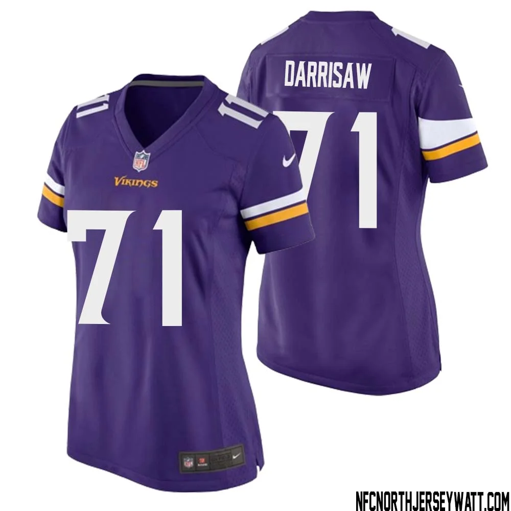 Christian Darrisaw No 71 Minnesota Vikings Game Jersey Court Purple for Womens 1