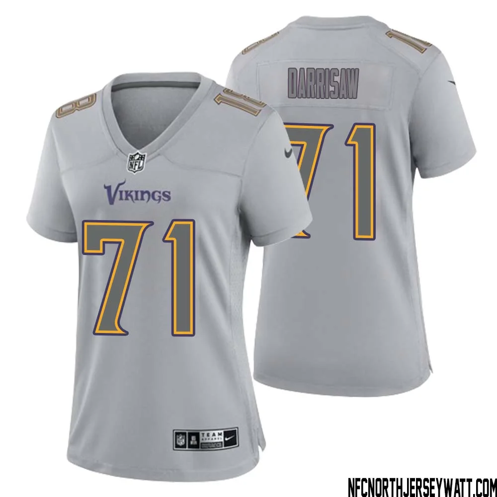 Christian Darrisaw No 71 Women Gray Minnesota Vikings Atmosphere Fashion Game Jersey 1