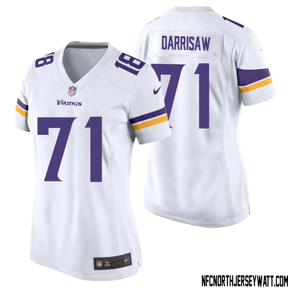 Christian Darrisaw No 71 Women White Minnesota Vikings Game Player Away Jersey 1