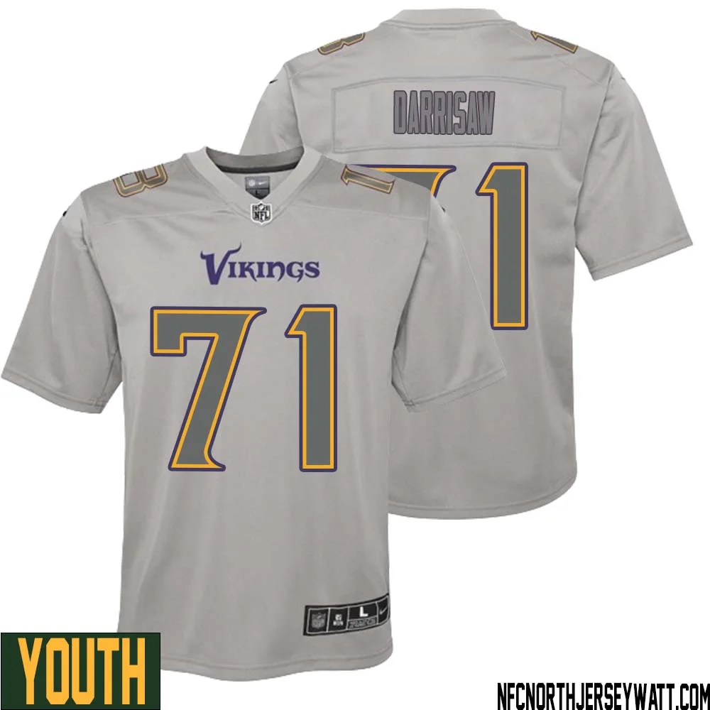 Christian Darrisaw No 71 Youth Gray Minnesota Vikings Atmosphere Fashion Game Jersey 1