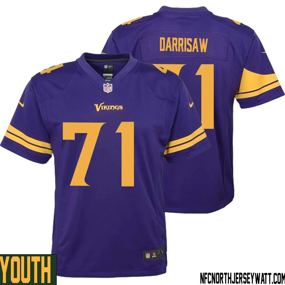 Christian Darrisaw No 71 Youth Purple Minnesota Vikings Alternate Game Jersey 1