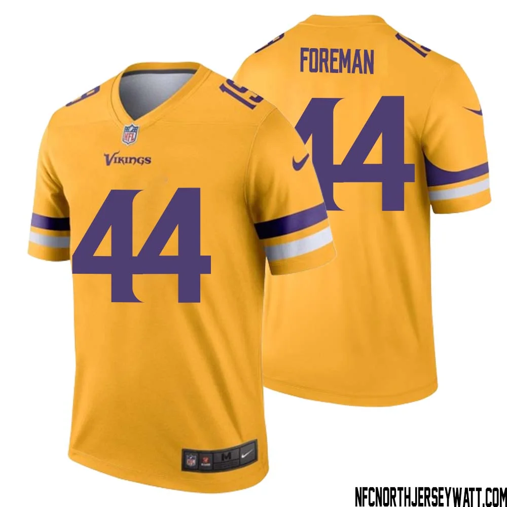 Chuck Foreman No 44 Men Minnesota Vikings Gold Inverted Legend Jersey