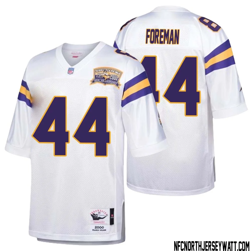 Chuck Foreman No 44 Men Mitchell Ness White Minnesota Vikings Authentic Throwback Retired Player Jersey 1