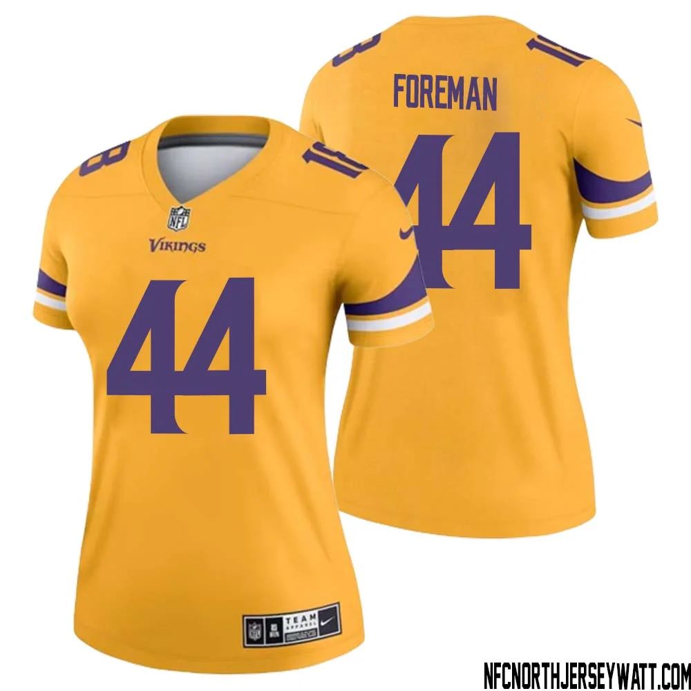 Chuck Foreman No 44 Women Minnesota Vikings Gold Inverted Legend Jersey 1
