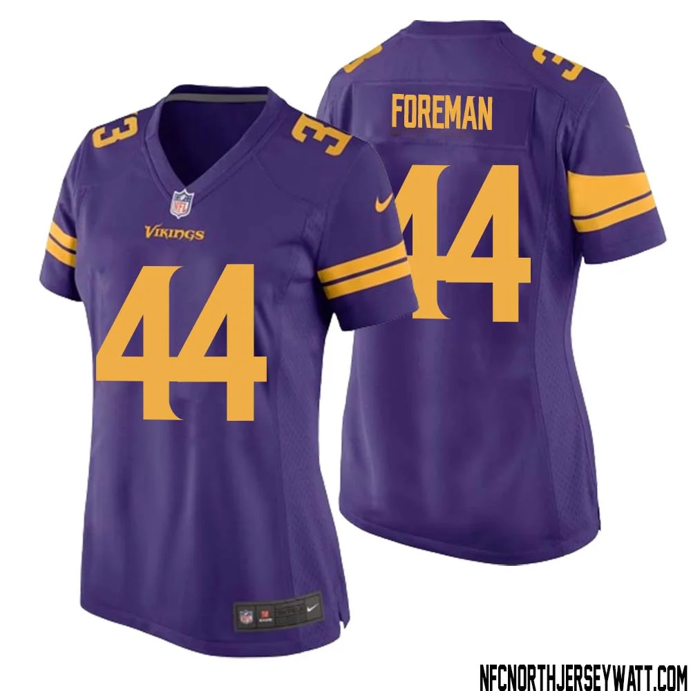 Chuck Foreman No 44 Women Purple Minnesota Vikings Alternate Game Jersey