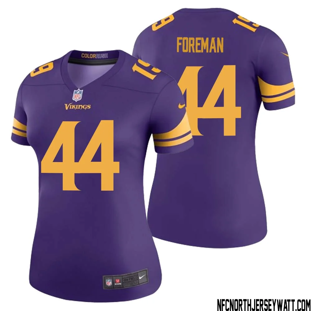 Chuck Foreman No 44 Women Purple Minnesota Vikings Color Rush Vapor Untouchable Limited Jersey 1
