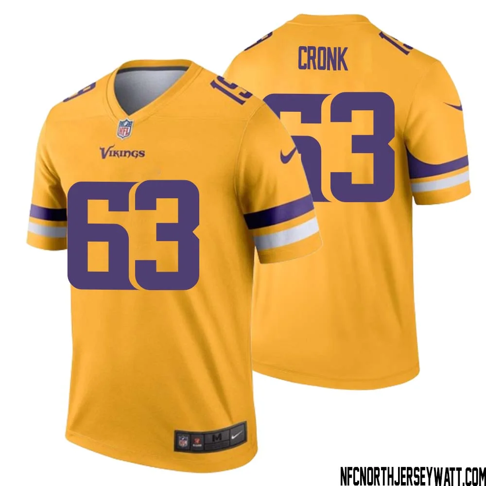 Coy Cronk No 63 Men Minnesota Vikings Gold Inverted Legend Jersey