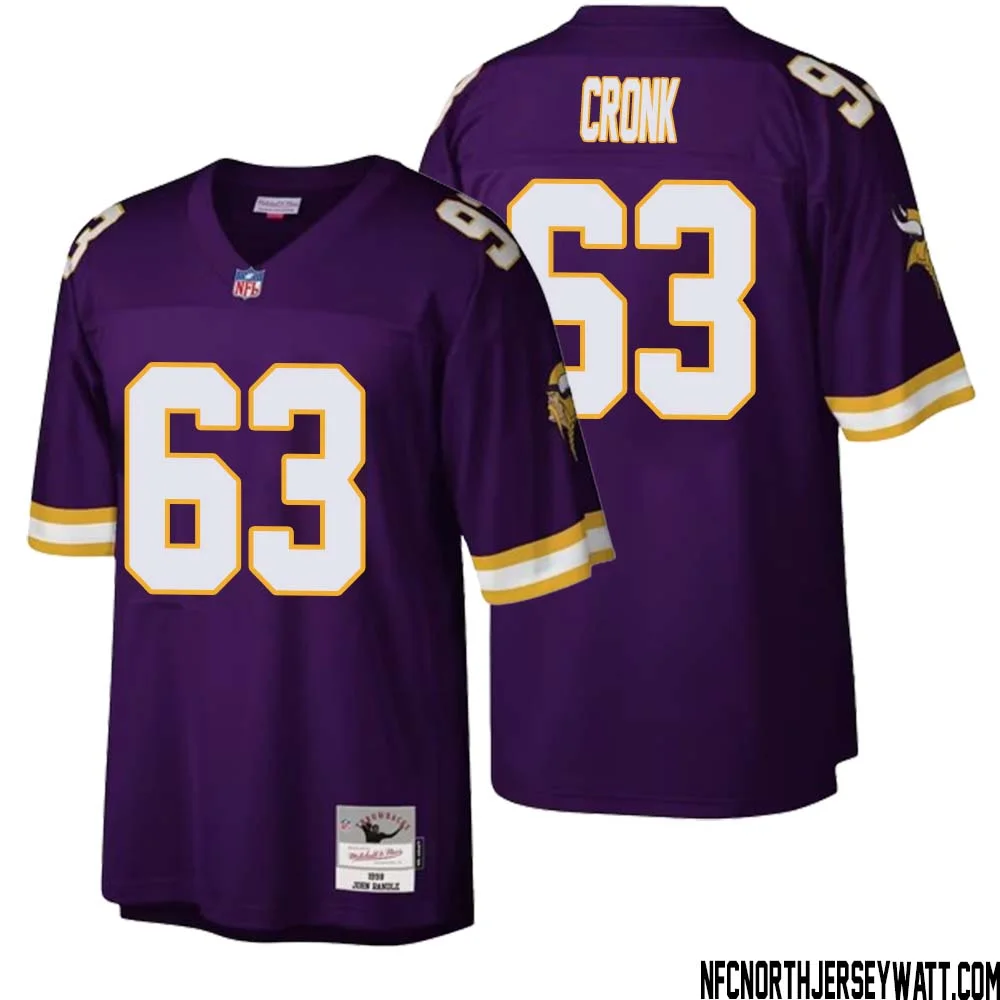 Coy Cronk No 63 Men Mitchell Ness Purple Minnesota Vikings Legacy Replica Jersey