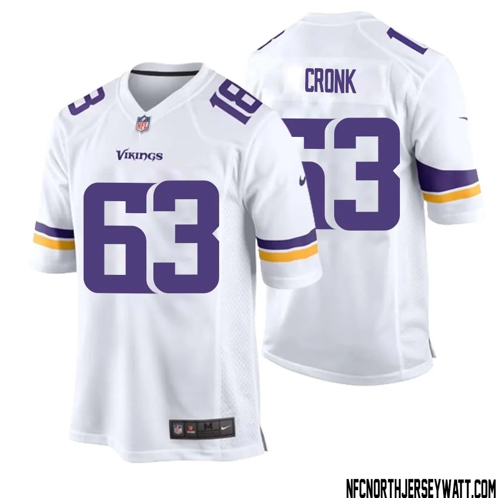 Coy Cronk No 63 Men White Minnesota Vikings Game Player Away Jersey 1